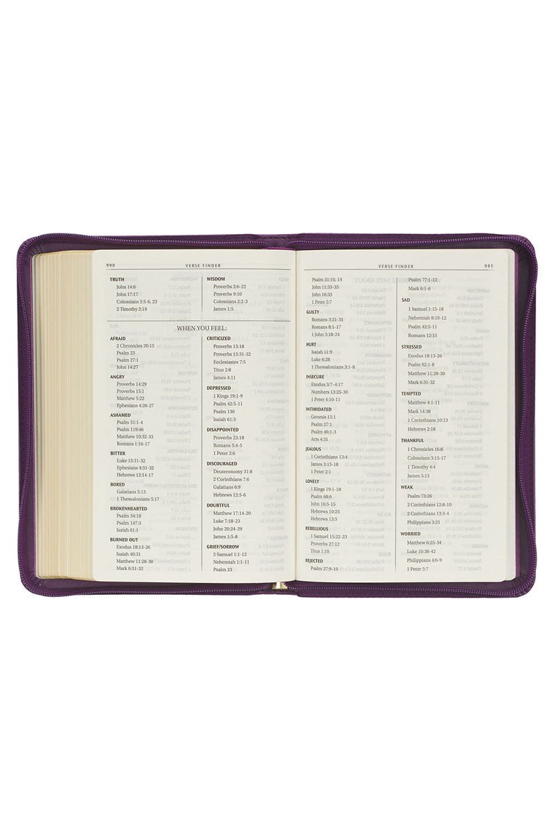 Iris Purple Faux Leather KJV Zippered Compact Bible - Wholesale Accessory Market