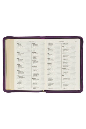 Iris Purple Faux Leather KJV Zippered Compact Bible - Wholesale Accessory Market