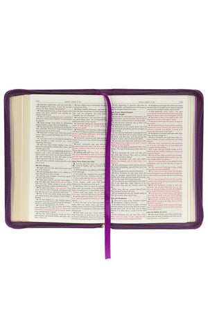 Iris Purple Faux Leather KJV Zippered Compact Bible - Wholesale Accessory Market