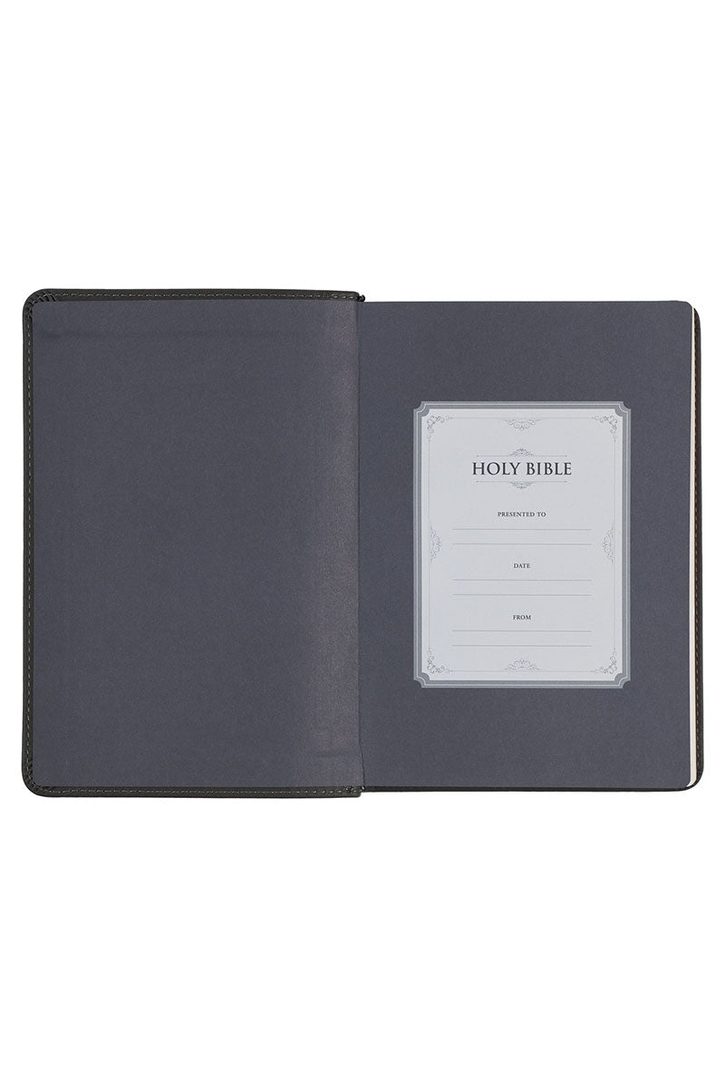 Cobalt Gray Faux Leather Large Print KJV Compact Bible - Wholesale Accessory Market