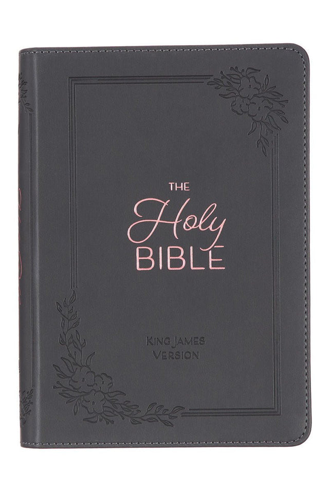 Cobalt Gray Faux Leather Large Print KJV Compact Bible - Wholesale Accessory Market