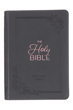 Cobalt Gray Faux Leather Large Print KJV Compact Bible - Wholesale Accessory Market