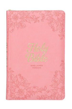 Blossom Pink Faux Leather Zippered KJV Deluxe Gift Bible with Thumb Index - Wholesale Accessory Market