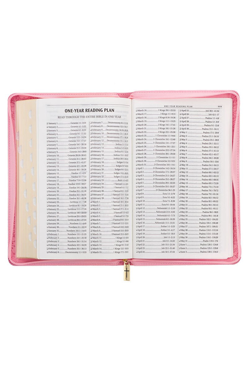 Blossom Pink Faux Leather Zippered KJV Deluxe Gift Bible with Thumb Index - Wholesale Accessory Market