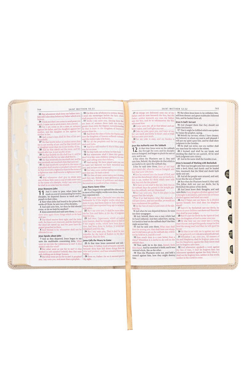 Pearlized Ivory Faux Leather KJV Deluxe Gift Bible with Thumb Index - Wholesale Accessory Market