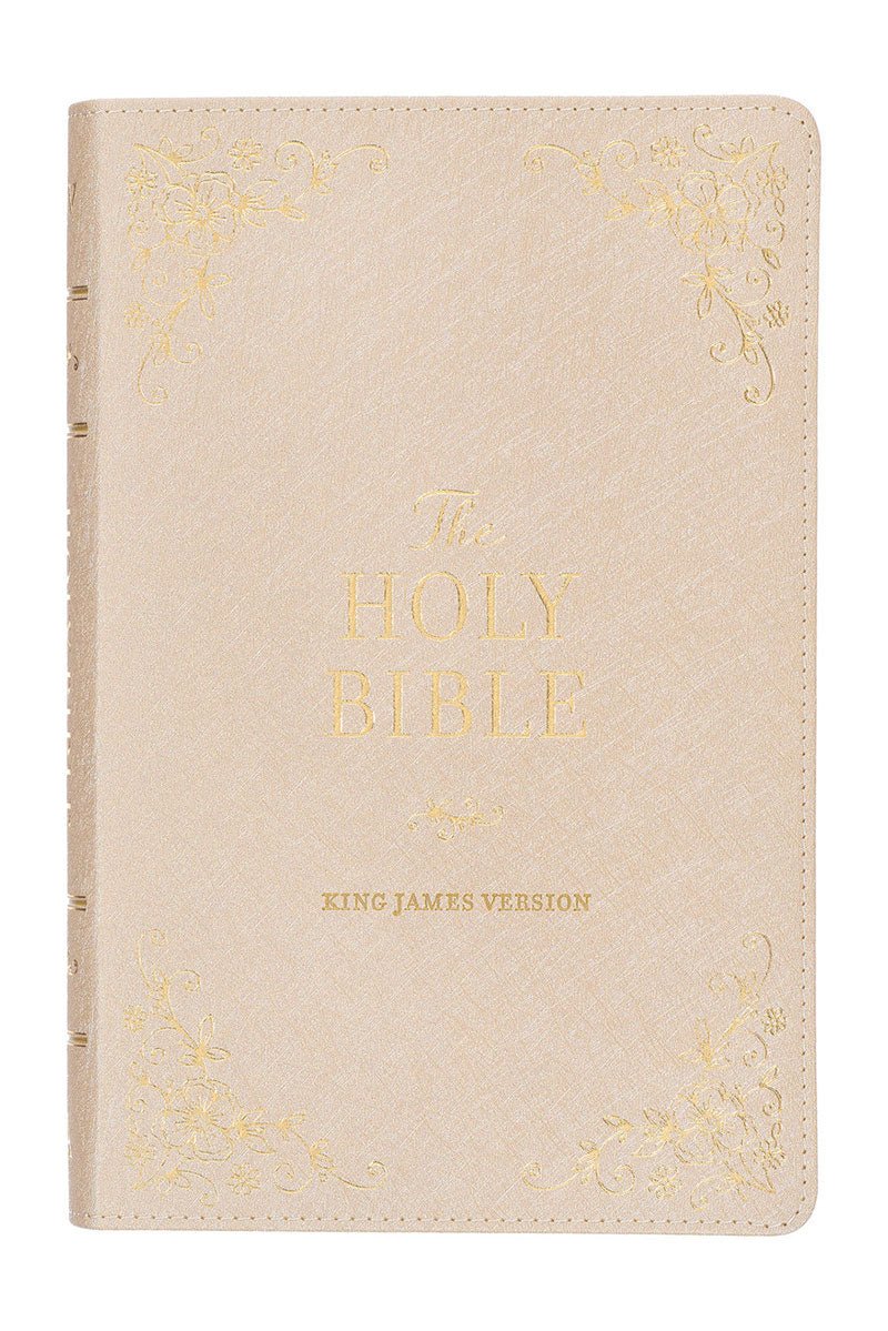 Pearlized Ivory Faux Leather KJV Deluxe Gift Bible with Thumb Index - Wholesale Accessory Market