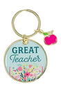 Great Teacher with Apple Charm Keyring - Wholesale Accessory Market