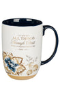 I Can Do All Things Brown & Navy Exposed Clay Mug - Wholesale Accessory Market