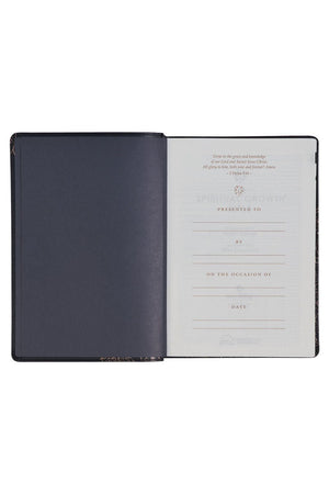 Slate Floral Faux Leather NLT Spiritual Growth Bible - Wholesale Accessory Market