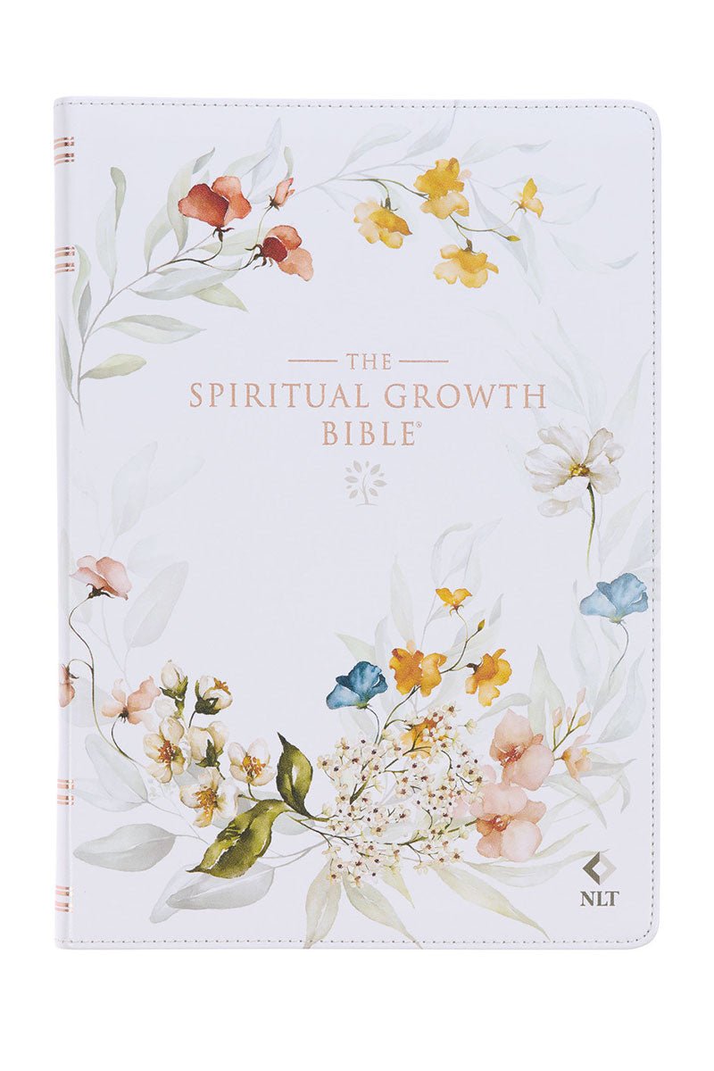 Cream Floral Faux Leather NLT Spiritual Growth Bible - Wholesale Accessory Market