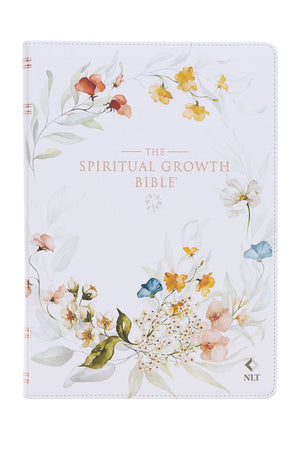 Cream Floral Faux Leather NLT Spiritual Growth Bible - Wholesale Accessory Market