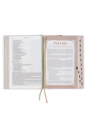 Cream Floral Faux Leather NLT Spiritual Growth Bible - Wholesale Accessory Market