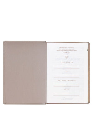 Embroidered Taupe Faux Leather NLT Spiritual Growth Bible - Wholesale Accessory Market