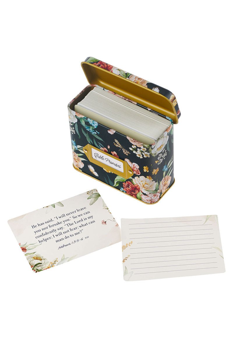 Black Floral Bible Promises Cards in a Gift Tin - Wholesale Accessory Market