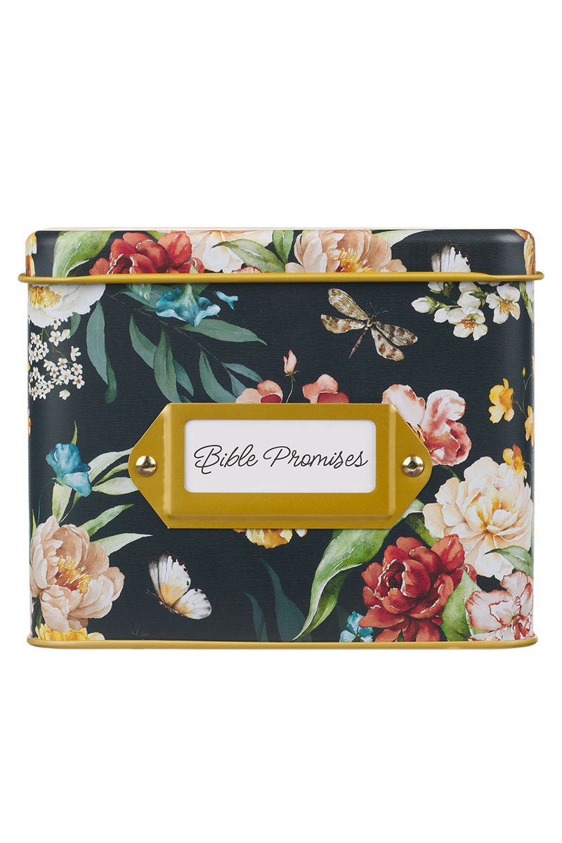 Black Floral Bible Promises Cards in a Gift Tin - Wholesale Accessory Market