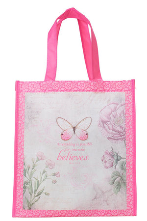 Mark 9:23 'Believe' Botanic Butterfly Blessings Tote Bag - Wholesale Accessory Market