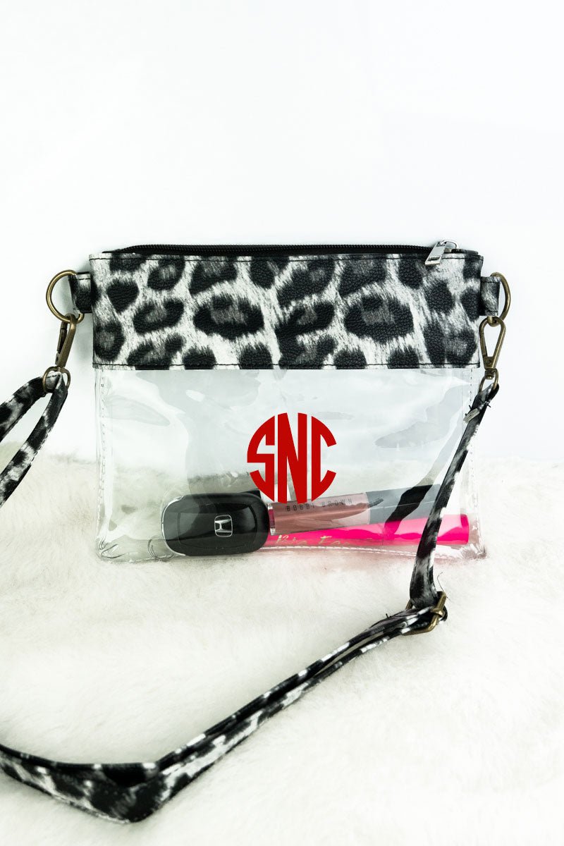 Leopard Clear Crossbody Stadium Bag