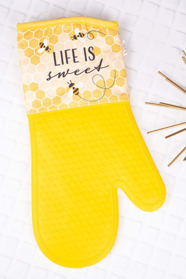 Life Is Sweet Yellow Silicone Oven Mitt - Wholesale Accessory Market