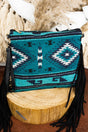 L.I.B. New York Alamosa Fringe Crossbody Clutch, Teal - Wholesale Accessory Market