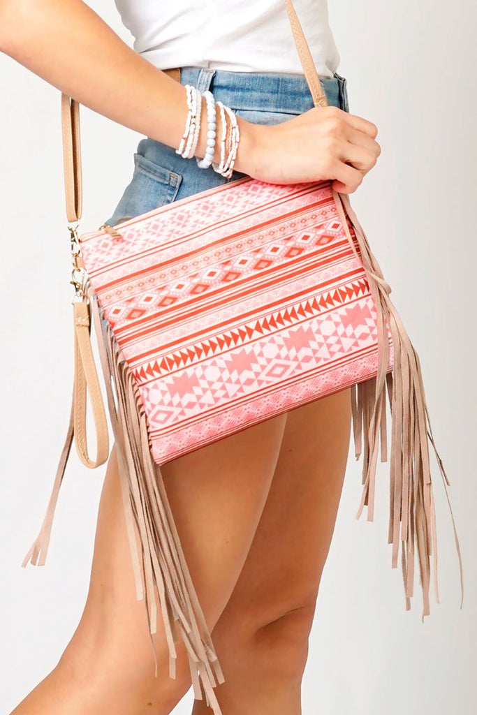 Faux Suede Fringe Purse | Sparkle In Pink