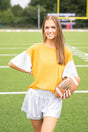 PRE-ORDER! Winning Season Orange and White Sequin Sleeve Shirt **EXPECTED SHIP DATE 9/5** - Wholesale Accessory Market