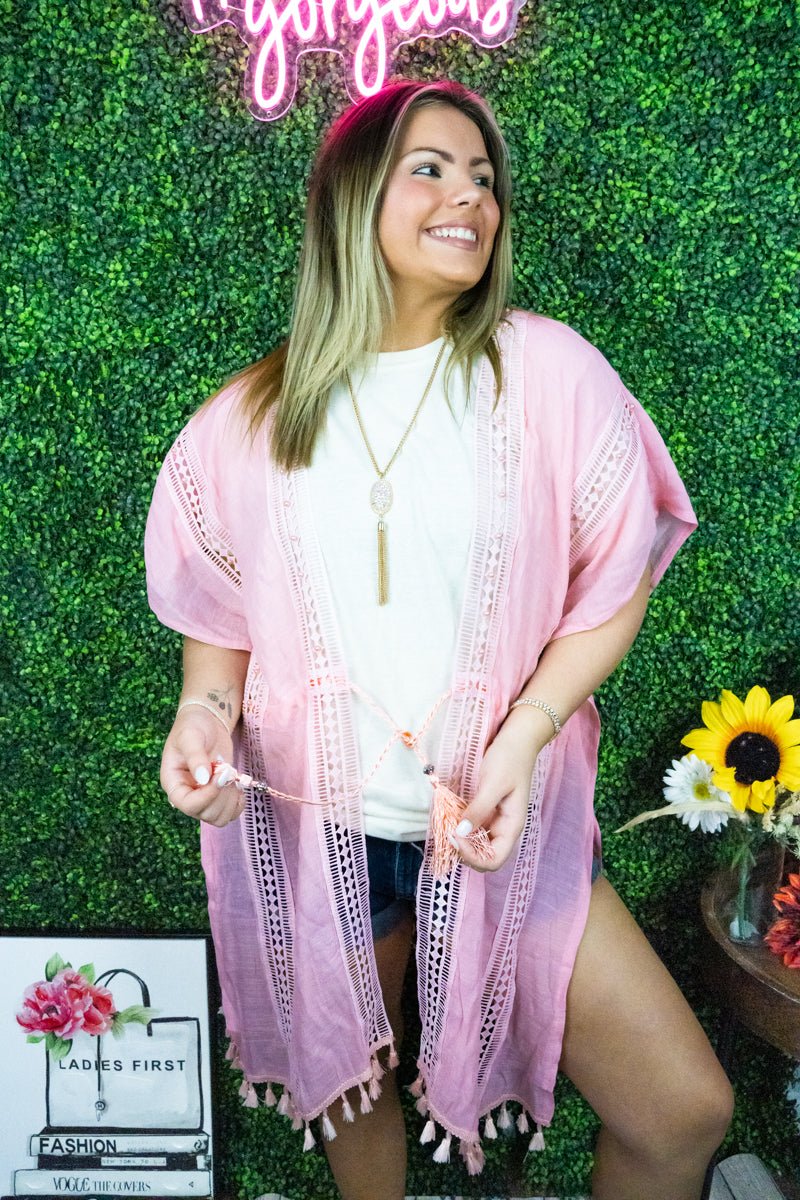 The Secret's Out Kimono, Pink - Wholesale Accessory Market