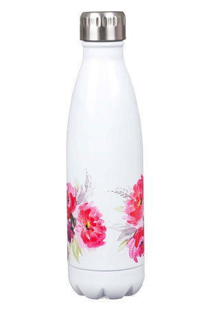 Be Still & Know White Floral 17oz Stainless Steel Water Bottle - Wholesale Accessory Market