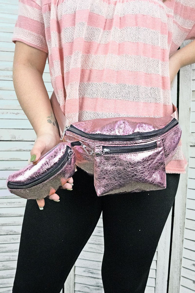 Pink leather outlet fanny pack