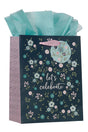 Let's Celebrate Blue Floral Medium Gift Bag - Wholesale Accessory Market