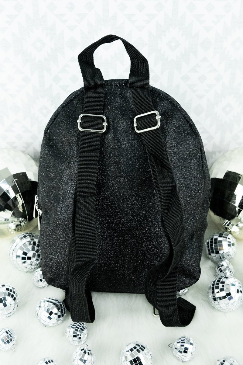 Black glitter mini backpack sale