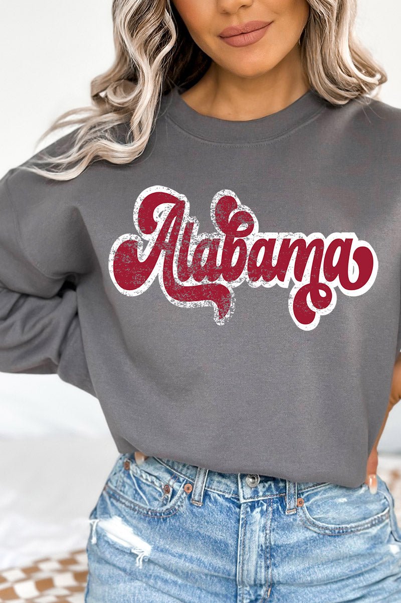 Distressed Alabama Script Heavy-weight Crew Sweatshirt - Wholesale Accessory Market