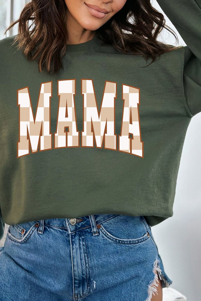 Checkerboard Mama Heavy-weight Crew Sweatshirt - Wholesale Accessory Market