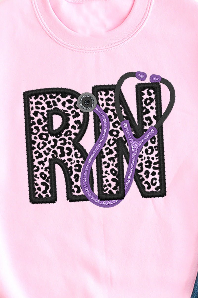 Cheetah RN Faux Embroidery Heavy-weight Crew Sweatshirt - Wholesale Accessory Market