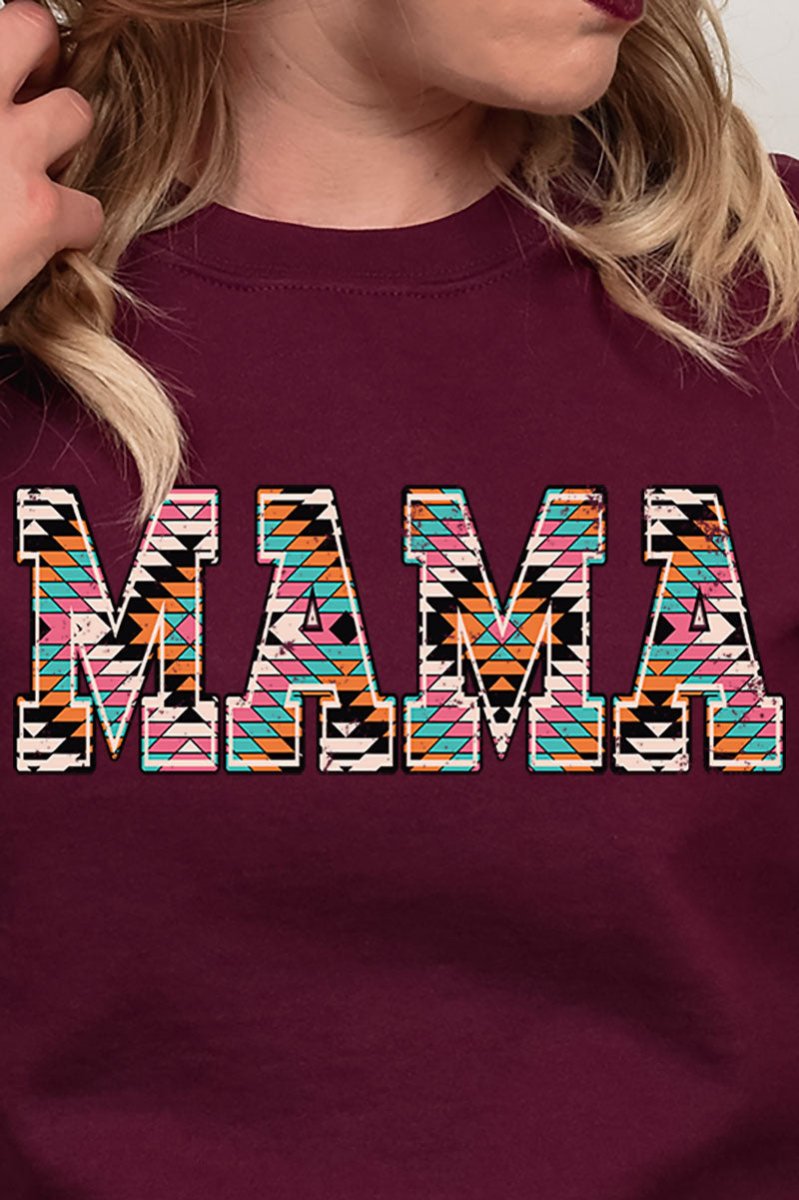 Distressed Aztec Mama Heavy-weight Crew Sweatshirt - Wholesale Accessory Market