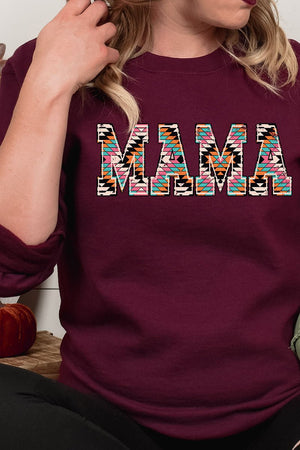 Distressed Aztec Mama Heavy-weight Crew Sweatshirt - Wholesale Accessory Market