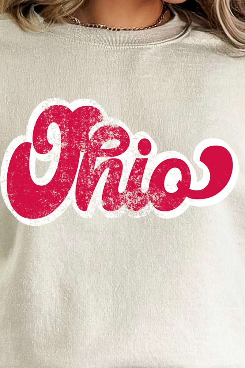 Distressed Ohio Script Heavy-weight Crew Sweatshirt - Wholesale Accessory Market