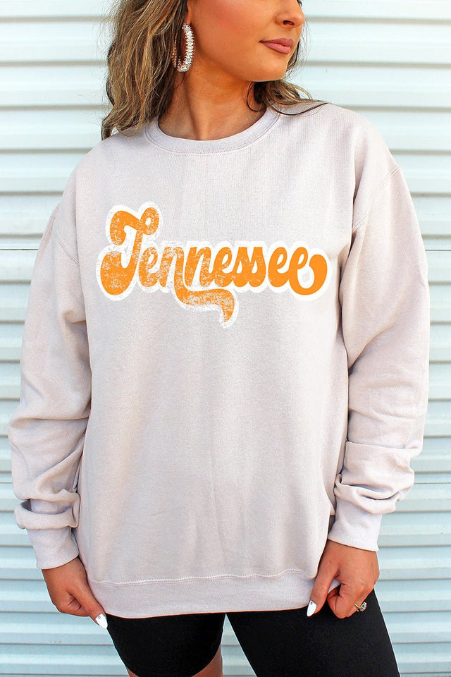 Distressed Tennessee Script Heavy-weight Crew Sweatshirt - Wholesale Accessory Market