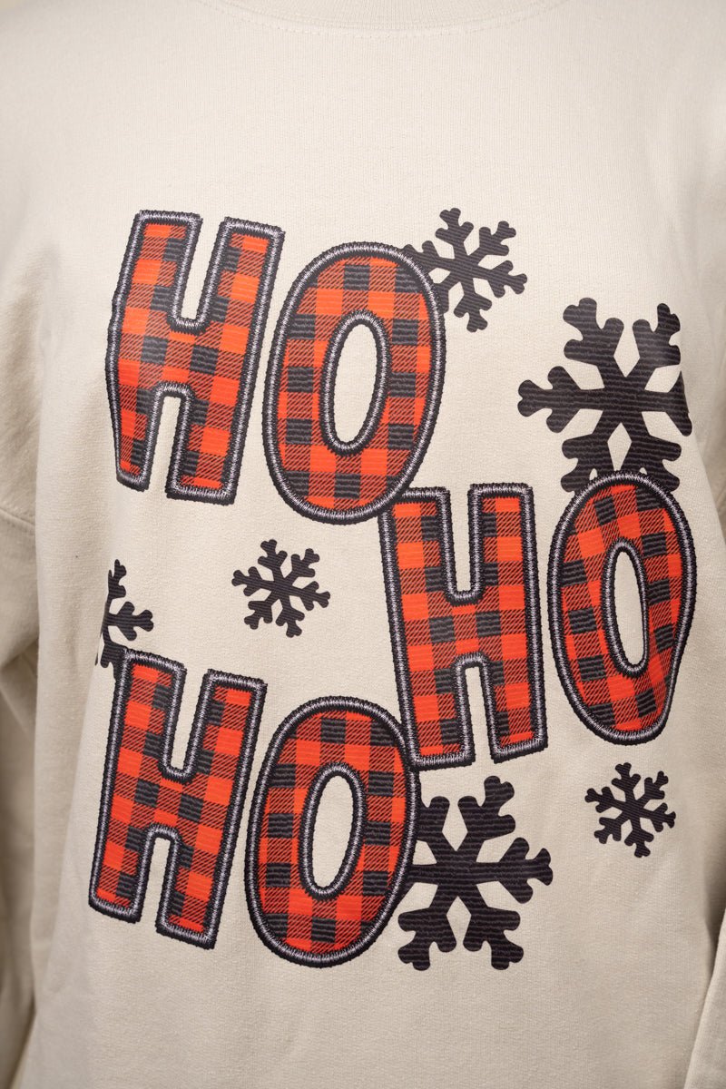 Faux Embroidery Ho Ho Ho Heavy-weight Crew Sweatshirt - Wholesale Accessory Market