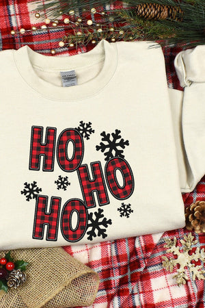 Faux Embroidery Ho Ho Ho Heavy-weight Crew Sweatshirt - Wholesale Accessory Market