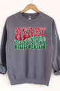 Faux Sequin Retro Merry Christmas Transfer Heavy-weight Crew Sweatshirt - Wholesale Accessory Market