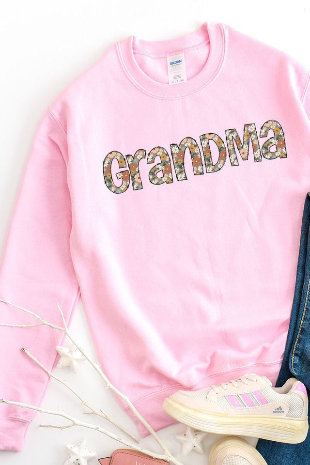 Floral Boho Grandma Heavy-weight Crew Sweatshirt - Wholesale Accessory Market