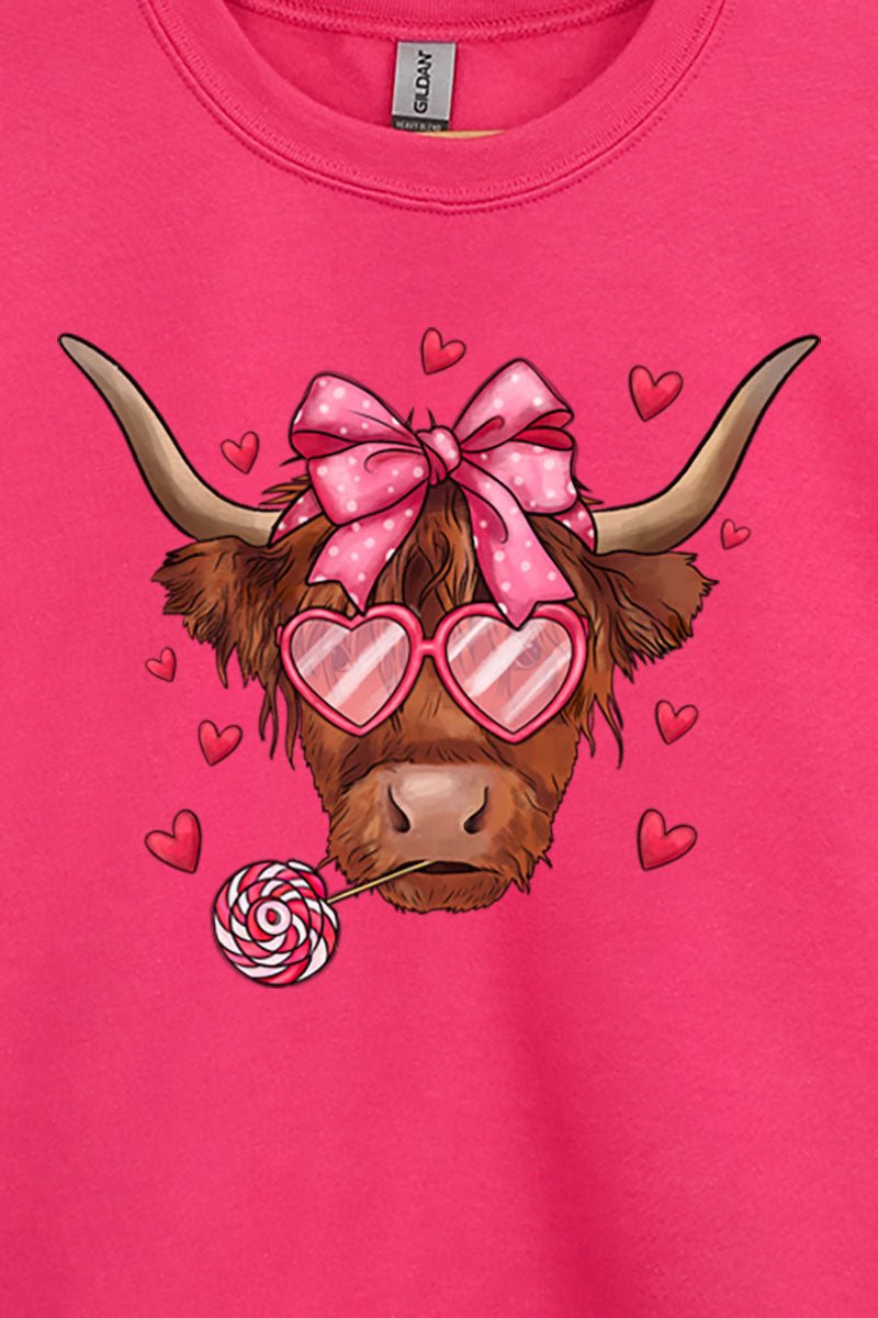 Full Of Love Highland Cow Heavy-weight Crew Sweatshirt - Wholesale Accessory Market