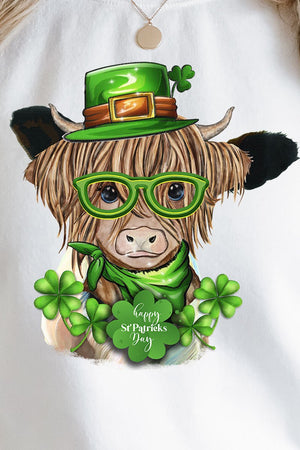 Happy St. Patrick's Day Highland Cow Heavy-weight Crew Sweatshirt - Wholesale Accessory Market