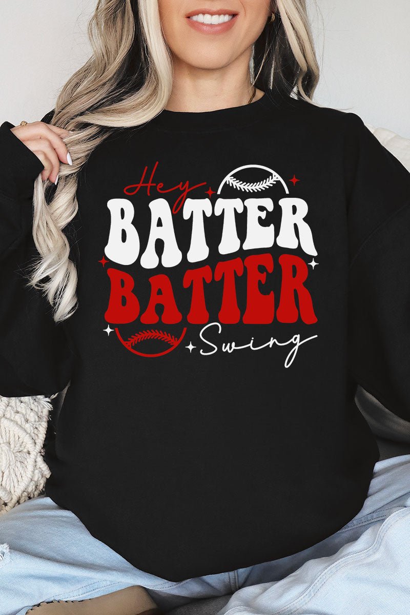 Hey Batter Batter Heavy-weight Crew Sweatshirt - Wholesale Accessory Market