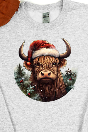 Holly Jolly Highland Cow Heavy-weight Crew Sweatshirt - Wholesale Accessory Market