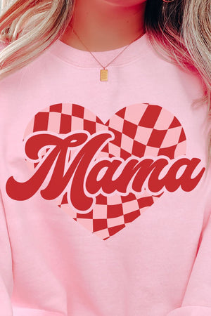 Mama Checkered Heart Heavy-weight Crew Sweatshirt - Wholesale Accessory Market