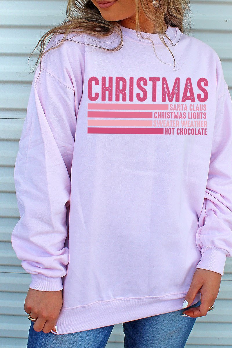 Pink Christmas List Heavy-weight Crew Sweatshirt - Wholesale Accessory Market