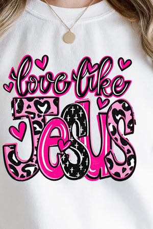 Pink Love Like Jesus Heavy-weight Crew Sweatshirt - Wholesale Accessory Market