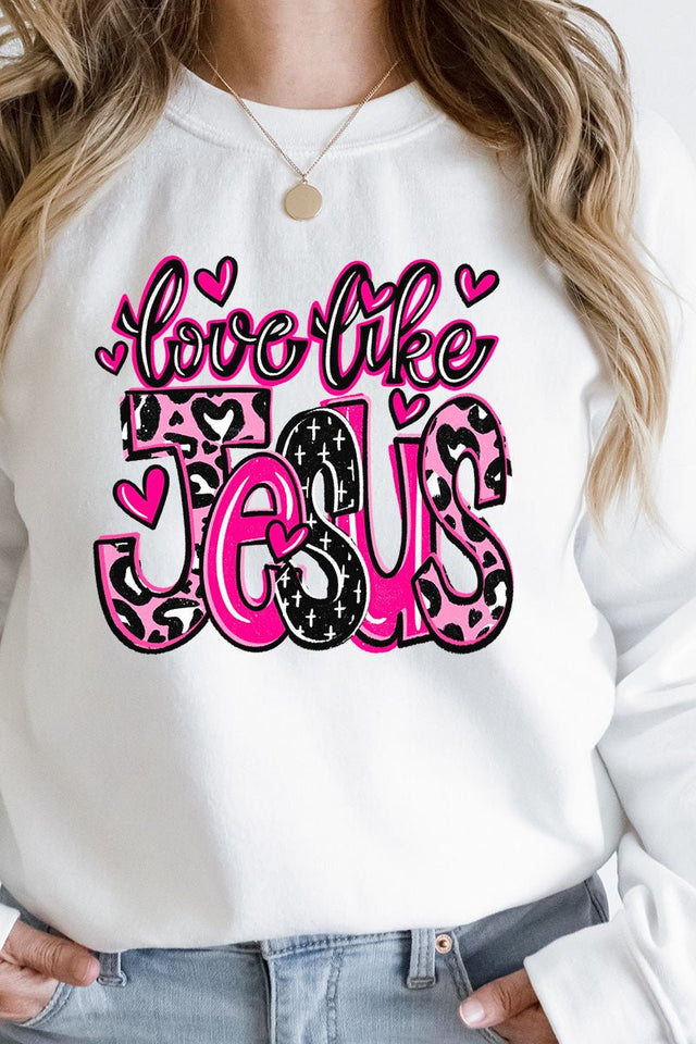 Pink Love Like Jesus Heavy-weight Crew Sweatshirt - Wholesale Accessory Market