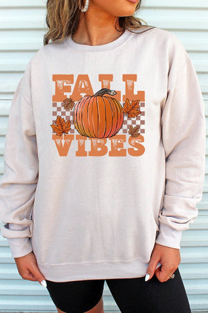 Pumpkin Fall Vibes Heavy-weight Crew Sweatshirt - Wholesale Accessory Market